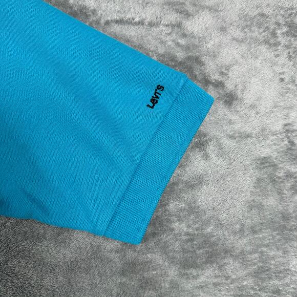 VINTAGE 80s Levi's Polo Shirt Men's M Blue Collared Golf Casual Preppy - Picture 5 of 7